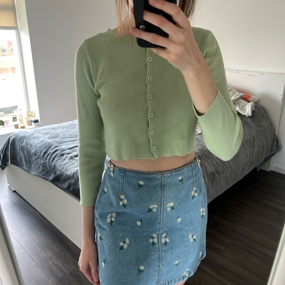 Jeans skirt with chamomile print size 4 - Picture 4 of 5